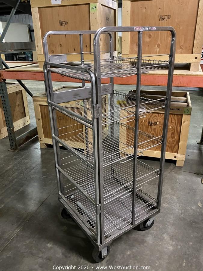 (50) Rolling Wire Shelving Racks & (540) Milk Crates