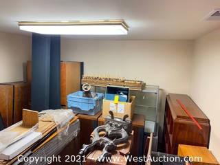 Bulk Lot: Set of Sovereign 2001 Speakers, Acoustat Towers, Display Cabinets and Furniture (Pianos Not Included)