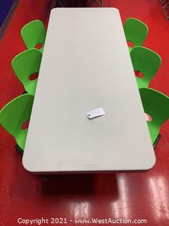 Lifetime Adjustable Height Table, 72 x 30 x 24-34" Height, Almond Table (6) Matching Toddler Chairs