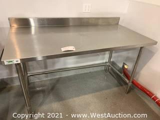 NSF Steel Table 30" x 60" 16-Gauge 304 Stainless Steel Commercial Open Base Work Table with 4" Backsplash