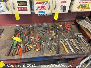 Assorted Tools; Pliers, Screwdrivers, Adjustable Wrenches