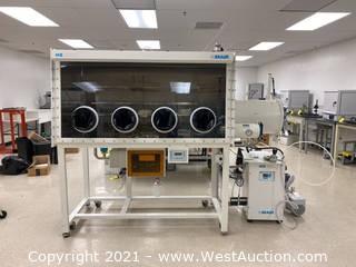 MBraun MB200B Laboratory Glove Box with MB10 Compact System and Edwards RV12 Two Stage Rotary Vane Pump