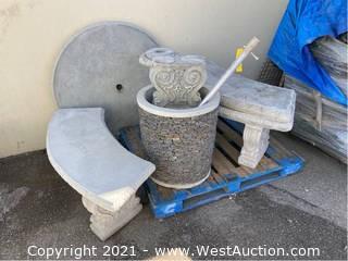 Pallet Of Stone Table And Decor