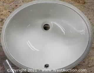(45) Porcelain Vanity Sink Ivory Color Large 