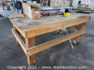 Custom Wooden Rolling Work Table 