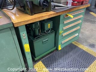 Metal Workbench with Wooden Top and Power Outlets (No Contents)