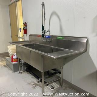 Stainless Steel GSW Three Basin Sink With Side Tables 