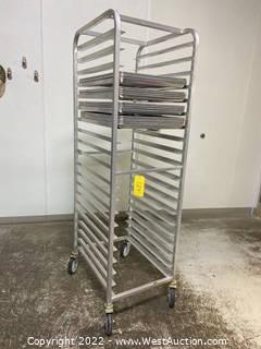 (17) Baking Sheets With Rolling Cart 