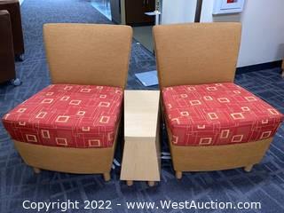 (2) Loungers with Fixed Legs, Armless & Shareable Center End Table