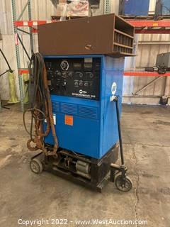 Miller Syncrowave 300 Constant Current AC/DC Arc Welding Power Source with Cart and Welding Rod Storage
