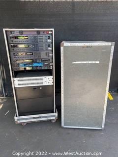 Gear Rack With Digital Reverberators, Processor, Digital Delay, Graphic Equaliser, And Power Conditioner/Light Module