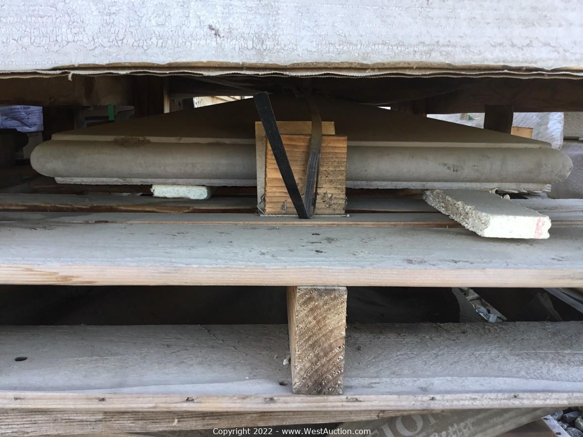 West Auctions Auction Surplus Decorative Cast Stone Wall Caps, Sills