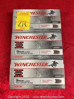 (3) Boxes Of Winchester 9mm Luger FMJ