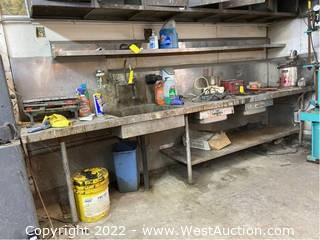 Industrial Sink And Counter With 10’ Shelf (No contents)