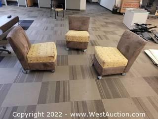Set of (3) Young Office Solution Armless Lounge/casters Upholstery 