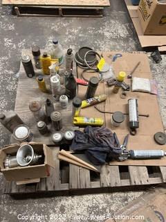 Contents Of Pallet: Assorted Chemicals, Meat Mincer