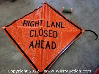 "Right Lane Closed Ahead" Road Work Sign (4) Signs