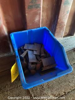 Bin Of Railroad Spikes And 4” Metal Plates