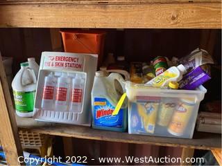 Bulk Lot: Janitorial Chemicals And Eye Wash Station