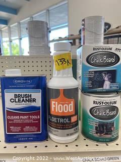 Assorted Paint Cleaning Chemicals And Chalk Board Paint 