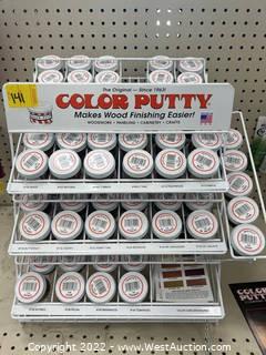 Display Rack With Approximately (97) 3.68 Oz Containers Of Assorted Color Putty Wood Fillers 