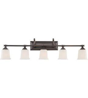  Quoizel Nicholas 5 Light 42" Wide Bathroom Vanity Lights with Patterned/Etched Glass