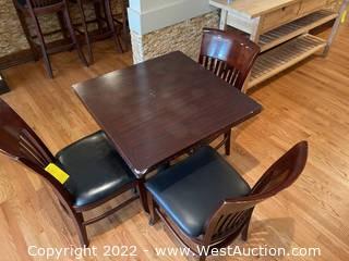 Table Set: Wood Table With 3 Wood Chairs