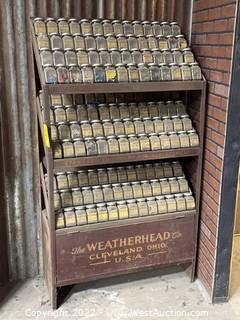 Weatherhead Rack with (158) Jars of Brass Fittings