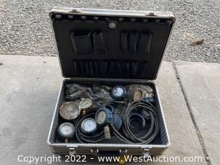 Road Case With Assorted Cat Compression Testing Gauges And Fittings