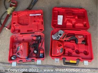 Milwaukee PVC Shear With (2) Milwaukee Hard Cases And Chargers