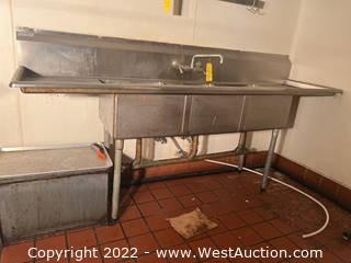 (3) Basin Steel Dishwashing Sink with Stations
