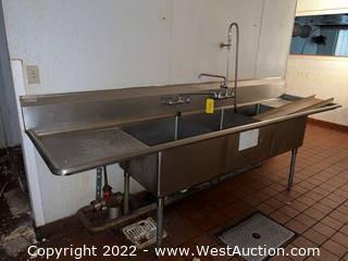 Green World TSB-3-D2 (3) Basin Stainless Steel Dish Washing Station