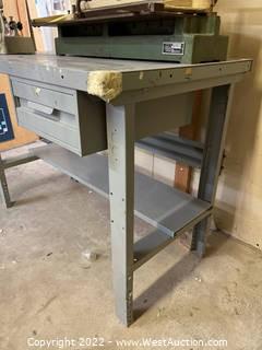 Penco Metal Work Table with Drawer (No Contents)