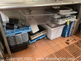 Bulk Lot; Plastic Bins, Dishwasher Racks, Salt and Pepper Shakers