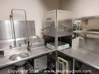 L SHAPE stainless Steel Dishwashing Station with Dishwasher