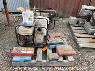 Pallet of Water Pumps and Assorted Tools