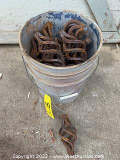 Bucket Of Approximately (25) Wrought Iron Curl Decorations 