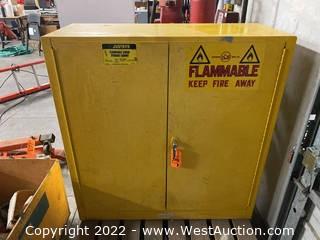 Justrite Flammable Liquid Storage Cabinet with Contents