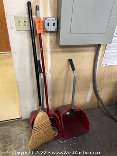 (2) Dust Pans And (1) Broom