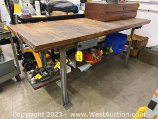 Metal And Wood Shop Table (Table Only)