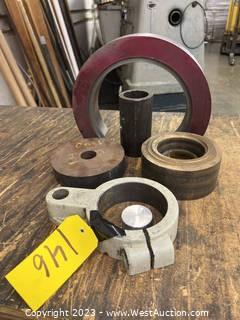 (7) Assorted Pieces Of Steel, Cast Iron, Brass, Aluminum And Bearing Holder