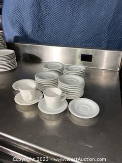 (24) 5 3/8” White Narrow Rim China Saucer