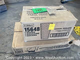 Box of (1) Dozen Libbey 15648 Glasses and (2) Dozen Libbey 2392 Whiskey Glasses 