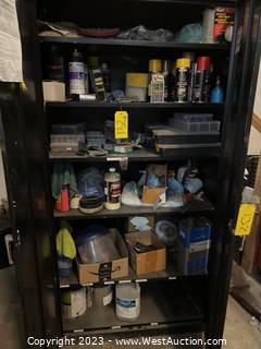 Contents of Cabinet: Assorted Automotive Painting Supplies 