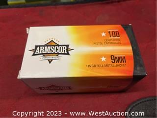 Armscor Brass 9mm Ammo 1-battle pack (100 Rounds)