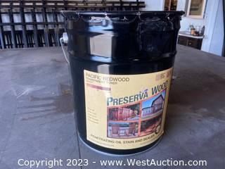 (5) Gallons Of Preserva Wood Pacific Redwood Penetrating Oil And Sealer