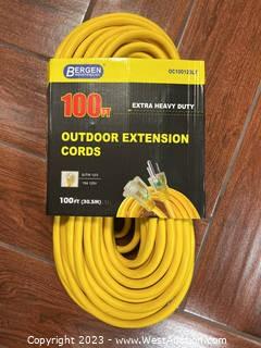 Bergen 100’ Heavy Duty Outdoor Extension Cord (New)