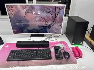 HP Pavilion PC with Monitor Sound Bar Mouse Keyboard and Shopmonkey POS