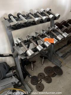 Weight Rack With (6) Sets Of Hand Weights 