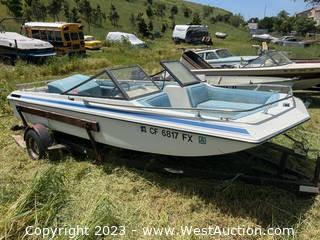 1976 California Boat Manufacturing Co. Fiberglass Boat with Trail-Rite Boat Trailer